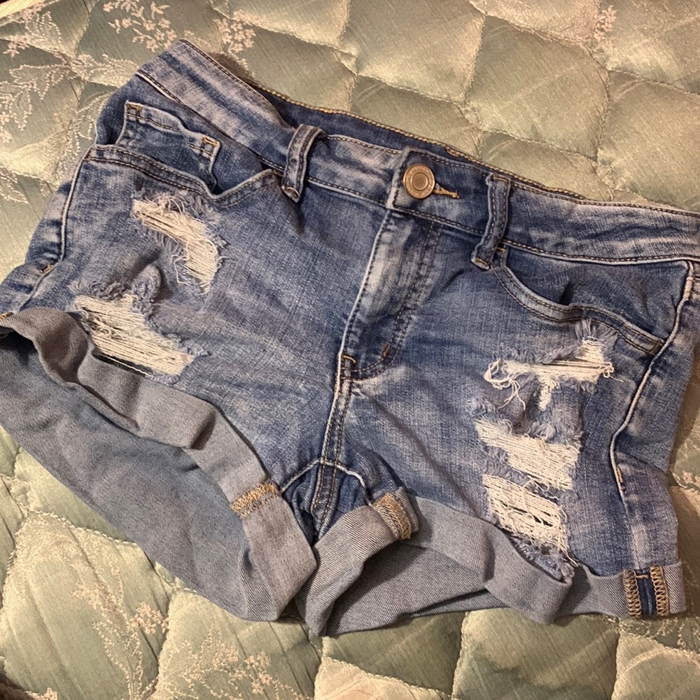 medium, blue and white shein shorts